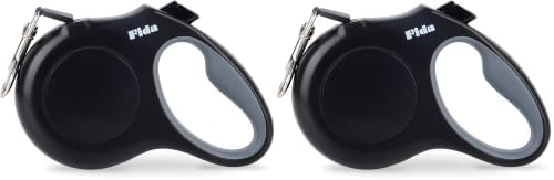 Fida Retractable Dog Leash, 16 ft Dog Walking Leash for Small Dogs up to 26 lbs, 360° Tangle Free, Black (Pack of 2) by Fida
