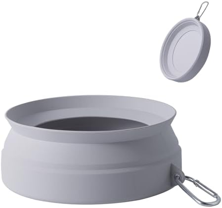 SLSON Spill Proof Dog Water Bowl for Cars,Collapsible No Splash Dog Travel Bowls Integrated Molding Portable Pet Bowl for Vehicle Road Trip Truck,RV,SUV,Boat Accessories (Cold Grey) by SLSON