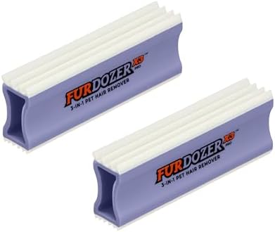 FurDozer Pet Hair Remover & Auto Detailing Tools - Cat & Dog Hair Remover for Carpets, Car Interiors, Couches, Bedding, & Pet Furniture (Purple, (2 Pack) - X3 PRO) by NeaterPetBrands