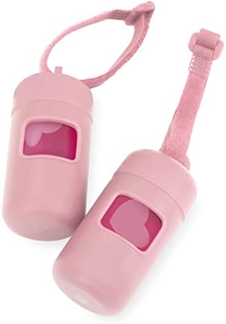 Best Pet Supplies Dog Poop Bag Holder Leash Attachment with Reusable Dispenser for Travel, Walking, Park, and Outdoor Use, Durable with Clip-On - Pink, Pack of 2, Plastic Dispenser w/30 Bags by BestPetSuppliesLLC