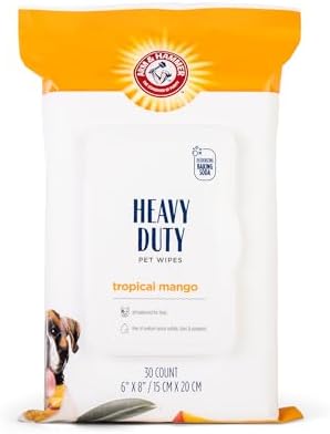 Arm & Hammer Heavy Duty Multipurpose Dog Bath Wipes, Mango Scent, 30 Count by ArmHammer