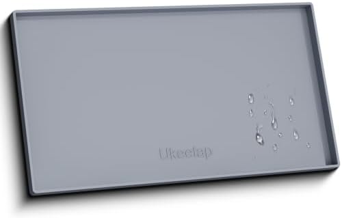 31" x 22" Extra Thick Silicone Mat Waterproof with Raised Edge, Gray by ukeetap