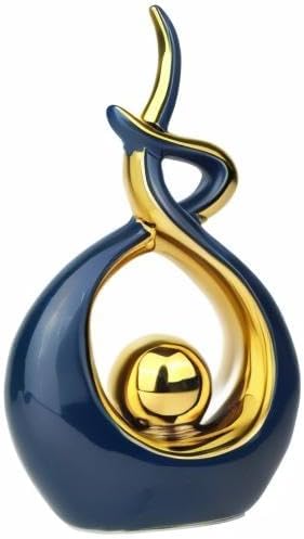 Norrclp Home Decor Modern Abstract Art Ceramic Statue Table Decorations for Dining Room Living Room Office Centerpiece (Blue and Gold, Small), Blue,gold - Image 7