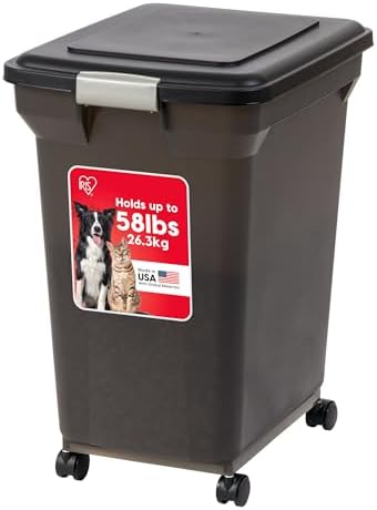 IRIS USA Dog Food Storage Container, Up to 58 lbs, Smoke Black, Made in USA by IRISUSA