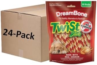 DreamBone Twist Stick Dog Treats Rawhide-Free Real Chicken, 50 Ct (24 Pack) by Dreambone