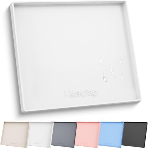 22" x 19" Extra Thick Silicone Mat Waterproof with Raised Edge, White by ukeetap