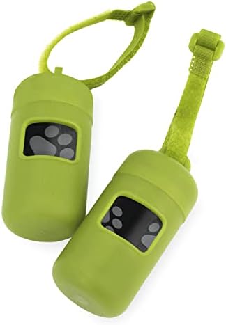 Best Pet Supplies Dog Poop Bag Holder Leash Attachment with Reusable Dispenser for Travel, Walking, Park, and Outdoor Use, Durable with Clip-On - Lime Green, Pack of 2, Plastic Dispenser w/30 Bags by BestPetSuppliesLLC