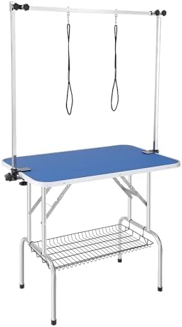 VEVOR 36 x 24 Inch Pet Grooming Table, Foldable, 2 Height Adjustable Arms, No-Sit Haunch Holder with Grooming Loop, 330LBS Static Weight Capacity, for Small & Medium Dogs by VEVOR