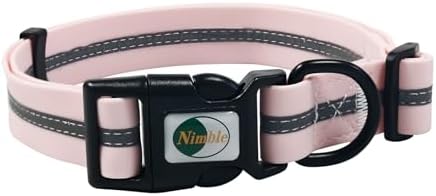 Nimble Reflective Waterproof Dog Collar Adjustable Odor Resistant Easy Clean Pet Collar for Small Medium Large Dogs Night Walking Outdoor Rainy Use (Light Pink, Large (15.35”-24.8”inches)) by NIMBLE