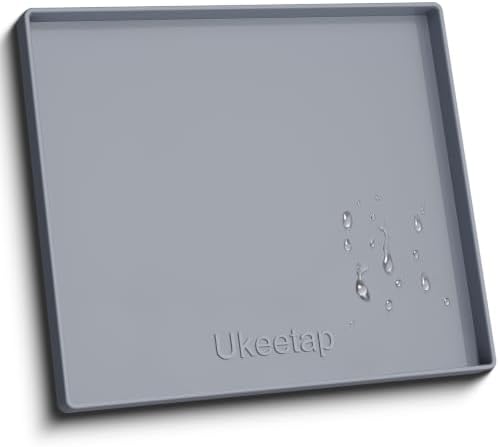 19" x 19" Extra Thick Silicone Mat Waterproof with Raised Edge, Gray by ukeetap