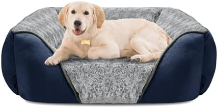 INVENHO Large Dog Bed Rectangle Washable Orthopedic Soft Calming Sleeping Durable Pet Cuddler with Anti-Slip Bottom by INVENHO