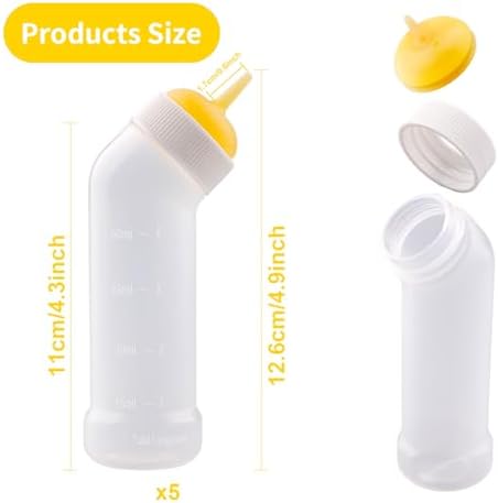 Pet Nursing Bottle for Newborn Animals,Kitten Bottle Feeding Kit Silicone Nipple for Kittens Puppys Rabbits Squirrel (Yellow, Medium) - Image 2
