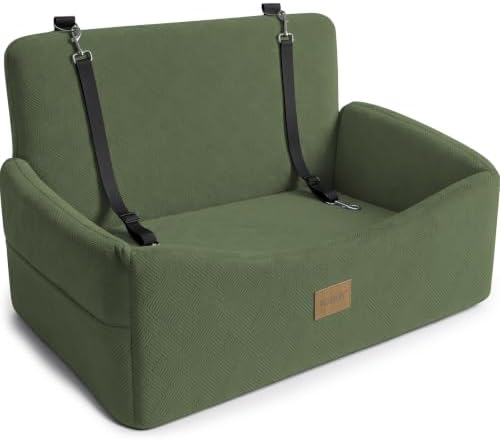 JOEJOY Dog Car Seat for Large Medium Sized Dogs Under 55 lbs, Dog Booster Seat for 2 Small Dogs with Detachable Washable Cover, Memory Foam Pet Car Seat with 2 Safety Belts and Storage Pockets by JOEJOY