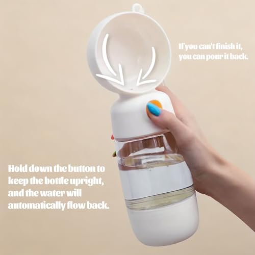 Portable Dog Water Bottle with Food Container 2 in 1(13.5oz White) - Image 6