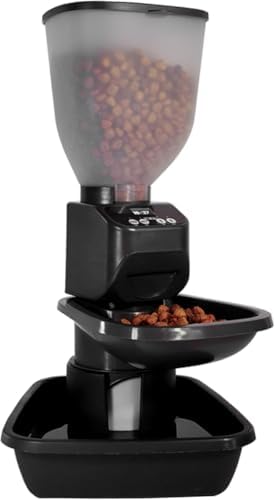 Feeding Friend® Automatic Dog & Cat Food Feeder with Water Dispenser, Smart Portion Control, OLED Display, Anti-Jam Design, Battery Operated, XS 4–15 lbs Pets, Black by FeedingFriend