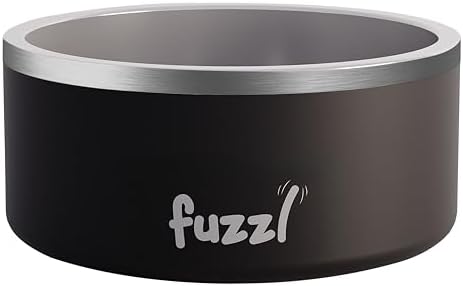 Fuzzl Titan Dog Bowl 8 inch - Matt Black Insultated Thermal Bowl for Indoors and Outdoors with Rubber Base - Versatile Dog Bowls and Water Bowl for Hydration and Feeding for Large and XL Dogs by Fuzzl