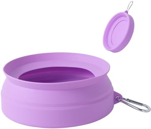 SLSON Spill Proof Dog Water Bowl for Cars,Collapsible No Splash Dog Travel Bowls Integrated Molding Portable Pet Bowl for Road Trip Truck,RV,SUV,Boat Accessories (Purple) by SLSON