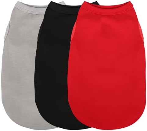 Paiaite 3 Pieces Plain Dog Shirt Sleeveless Puppy Cotton Dog Shirts Breathable Pet Apparel Tank Top Colorful Puppy Sweatshirt Clothes for Small Medium Dogs Red Black and Grey 4XL by Paiaite