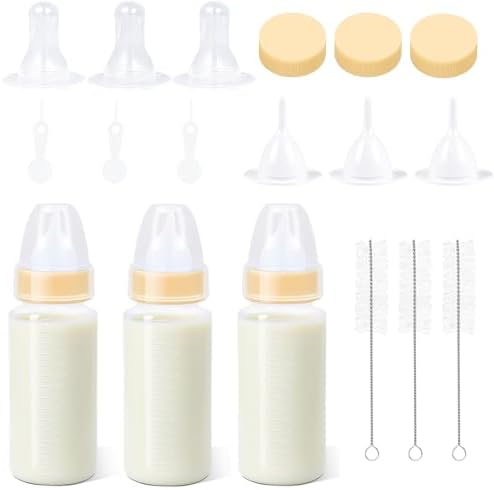 ASEVAT 5 oz 3PackPet Feeding Bottle, Anti-Choking Puppy Feeder Design,with 3pcs Replaceable and Reusable Silicone Nipples for Feeding Puppies, Kittens, Small Animals by ASEVAT