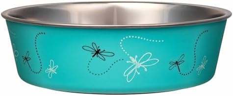 Loving Pets Bella Dog Bowls- Stainless Steel Dog & Cat Bowls - Spill Proof Dog Food Bowl, Cat Bowl, Puppy Essentials & Pet Supplies Great for Home & Travel (Large 35-65 lbs, Dragonfly) by Loving+Pets
