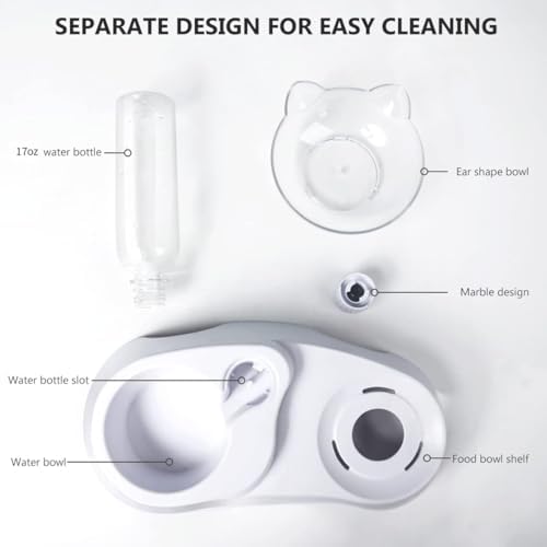 MILIFUN Double Dog Cat Bowls - Pets Water and Food Bowl Set, 15°Tilted Water and Food Bowl Set with Automatic Waterer Bottle for Small or Medium Size Dogs Cats - Image 4