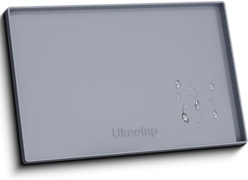 19" x 31" Extra Thick Silicone Mat Waterproof with Raised Edge, Gray by ukeetap
