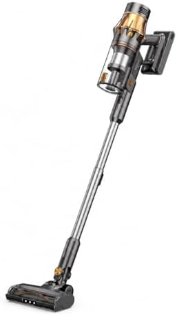 Yaber HP20 Cordless Vacuum Cleaner, 180AW Suction for Pet Hair & Carpet | TÜV-Certified Suction | Smart AI Dust Sensor | Green LED Light | 99.99% H13 HEPA Filter | 65-Min Battery, Brown and Gold by YaberHome