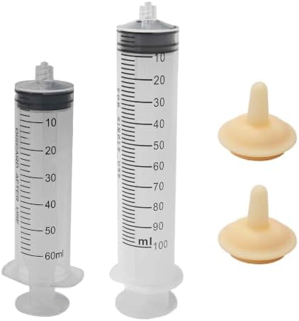 Pet Feeding Syringe with Soft Silicone Nipples, Newborn Nursing Feeder for Kittens, Puppies, Rabbits, Small Animals(60ml+100ml+2 Nipples) by Unknown