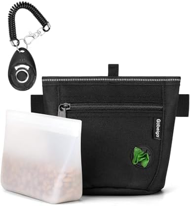Gobeigo 2 Cup Dog Treat Pouch with Silicone Insert Bag& Clicker(Raven) by Gobeigo