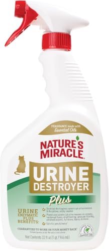 Nature’s Miracle Urine Destroyer Plus Cat,32 Ounces,Unscented,Enzymatic Formula,Ready-to-Use,(Pack of 12) by NaturesMiracle