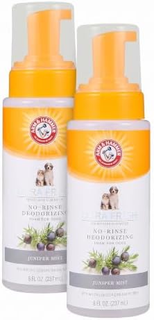 Arm & Hammer for Pets Ultra Fresh Dog Deodorizing Foam,Juniper Mist Scent - No Rinse Waterless Dog Shampoo for Smelly Dogs,Pet Deodorizer,Bathing Supplies,8 Fl Oz,(Pack of 2) by ArmHammer
