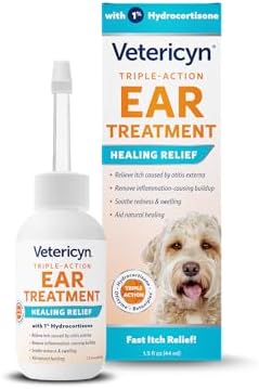 Vetericyn Triple-Action Dog Ear Treatment, Ear Drops with 1% Hydrocortisone by Vetericyn
