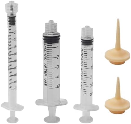 Pet Feeding Syringe with Soft Silicone Nipples, Newborn Nursing Feeder for Kittens, Puppies, Rabbits, Small Animals(1ml+3m+5ml+2 Nipples) by Unknown
