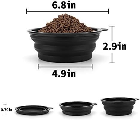 SLSON Dog Bowls Pet Collapsible Bowl with Cover Lids,2 Pack Dog Travel Bowls Portable Foldable Cat Water Dish Bowl for Pets Walking Parking Camping (Black and Black, Large) - Image 5