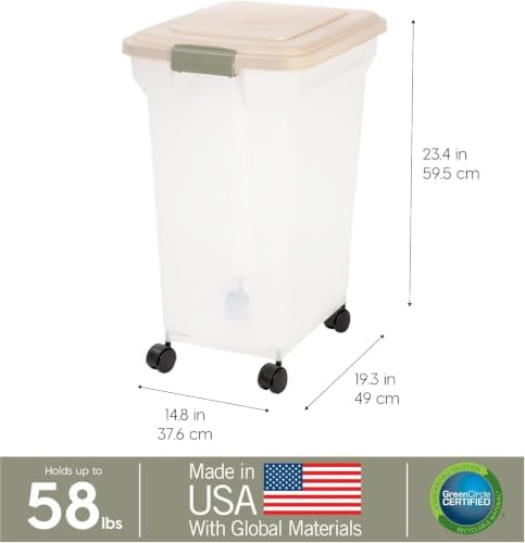 IRIS USA Dog Food Storage Container, Up to 58 lbs, Almond, Made in USA - Image 3