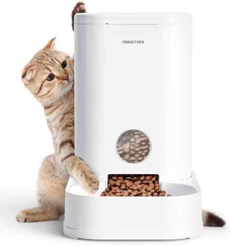 PAWGETHER® Gravity Cat Feeder, 1 Gallon/3.5L Dog Food Dispenser, No-Electricity Automatic Pet Feeder, Auto Refill Food Bowl for Cats & Small, Medium Dogs Easy to Fill by PAWGETHER
