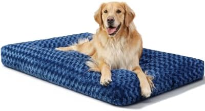 KSIIA Washable Dog Beds Large Sized Dog Crate Bed Plush Mat 47"x29" Blue by KSIIAPetProducts