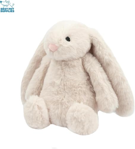 Best Pet Supplies Bunny Buddy Squeaky Plush Dog Toy - Beige & Gray - Image 3