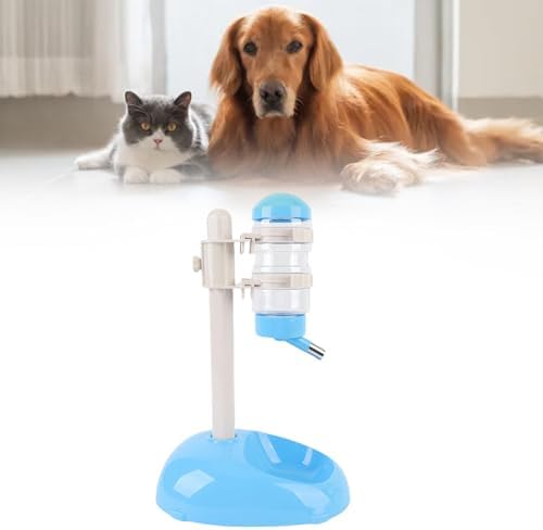Pet Standing Water Dispenser, Adjustable Height Dog Water Bottle, with Food Feeder Bowl for Small Dogs Cats (Blue) - Image 2