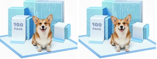 ScratchMe Super Absorbent Waterproof Dog and Puppy Pet Training Pad, Housebreaking Pet Pad,Blue (22"x22"(100PCS)) (Pack of 2) by FluffyDream