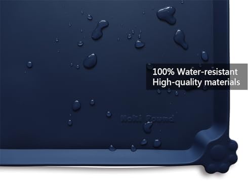 Hoki Found Silicone Pet Food Mats Tray - High-Lips Pet Dog Cat Bowl Mats - Dog Pet Cat Feeding Mat - Waterproof Dog Cat Food Mats -Pet Water Mats for Floors - French Navy - Image 3