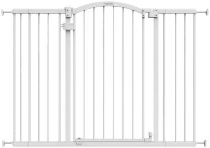 Ingenuity Extra Tall & Wide Safety Pet and Baby Gate, 29.5"-53" Wide, 38" Tall, Pressure or Hardware Mounted, Install on Wall or Banister in Doorway or Stairway, Auto Close Walk-Thru Door - White by Ingenuity