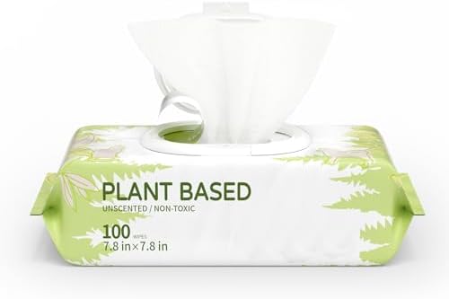 IMMHABI 100 Count Hypoallergenic Dog Wipes, Unscented Plant-Based Pet Wipes by IMMHABI