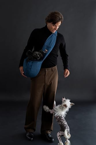 Noah & Paw Dog Sling Carrier for Small Dogs 5-18lb, Dog Sling for Small Dogs and Cats, Dog Carrier with Adjustable Padded Strap, Vegan Denim Lined with Fur, 3X Safety Features, Machine Washable - Image 2