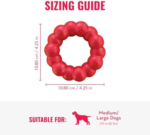 KONG Ring - Natural Rubber Ring Toy for Healthy Chewing Habits - Chew Toy Supports Dog Dental Health - Dog Toy Supports Instincts During Playtime - for Medium/Large Dogs (Pack of 4) - Image 3