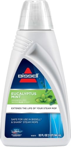 BISSELL EUCALYPTUS MINT DEMINERALIZED STEAM MOP WATER, 1392, WHITE, 32 Fl Oz (Pack of 6) by BISSELL
