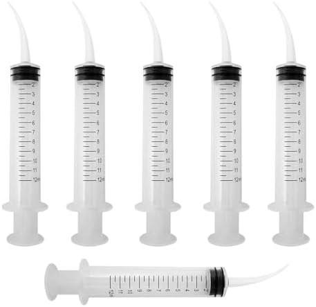 6PCS Pet Feeding Syringe Transparent Aseptic with Measurement 12ml Water Liquid Food Supply Feeding Dosing Device for Birds Dogs Cats Gardening Rinse (Curved Tip 6PCS) by Unknown