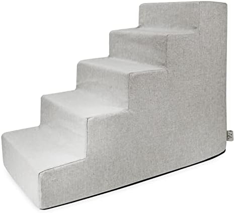 Best Pet Supplies Dog Stairs & Steps - Foam Steps for Small Dogs & Cats, Non-Slip Indoor Balanced Pet Step Support, Dog Ramp, No Assembly, Sand, 5-Step by BestPetSuppliesLLC