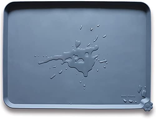 Hoki Found X-Large Silicone Non Slip Pet Dog Cat Bowl Mats - Waterproof Dog Cat Food Mats for Carpet - Gray by Hoki+Found