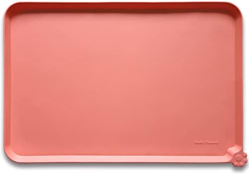 Hoki Found Large Silicone Pet Feeding Mats Tray - Non Slip Dog Cat Bowl Mats - Waterproof - Burnt Coral by Hoki+Found
